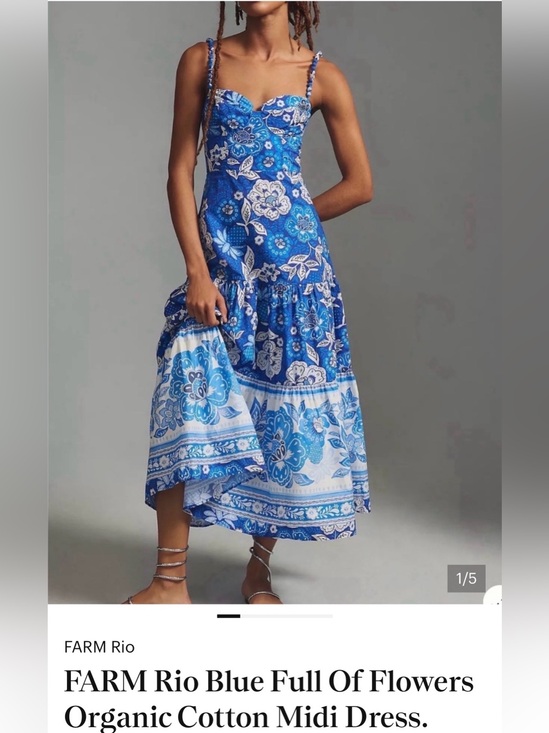 FARM Rio Dresses & Skirts - FARM Rio Blue Floral Midi Dress